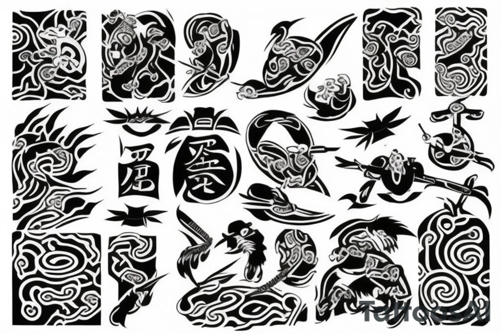 Japanese elements tattoo idea