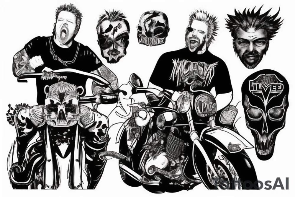James Hetfield with a flame and motorcycle tattoo idea