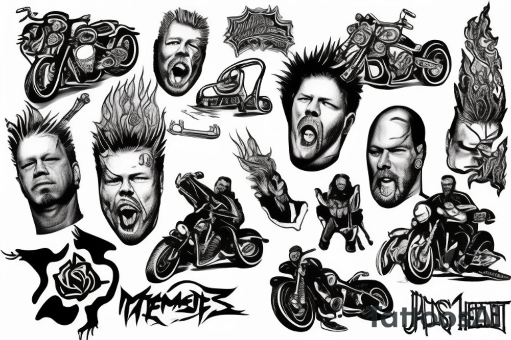 James Hetfield with a flame and motorcycle tattoo idea
