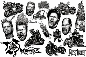 James Hetfield with a flame and motorcycle tattoo idea