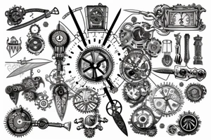Clockwork knife steampunk tattoo idea