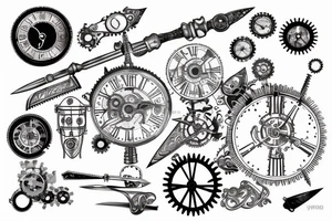 Clockwork knife steampunk tattoo idea