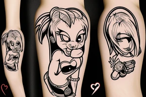 lola bunny with gun showing middle finger tattoo idea