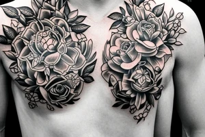 Flowers on chest tattoo idea