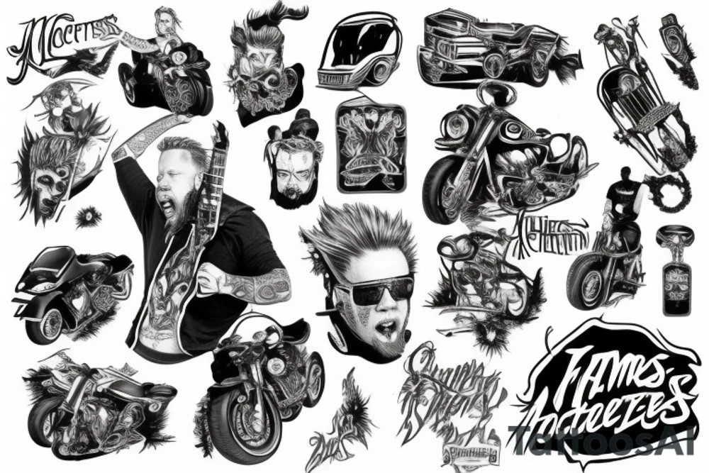 James Hetfield with a flame and motorcycle tattoo idea