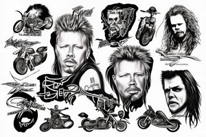 James Hetfield with a flame and motorcycle tattoo idea