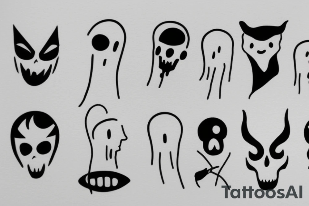 a minimal and modern ghost tattoo idea