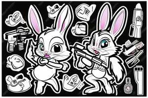 lola bunny with gun showing middle finger tattoo idea