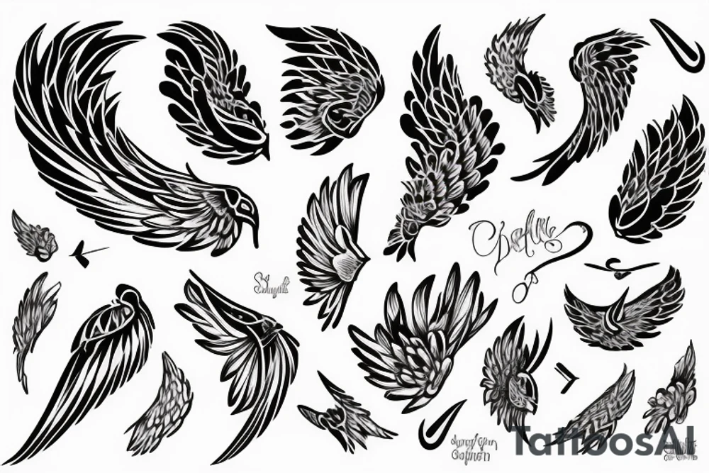 A small wing with the inscription tattoo idea
