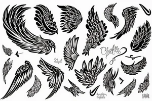 A small wing with the inscription tattoo idea