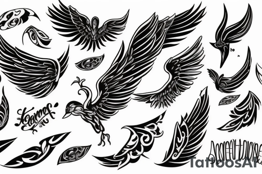 A small wing with the inscription tattoo idea