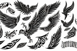 A small wing with the inscription tattoo idea