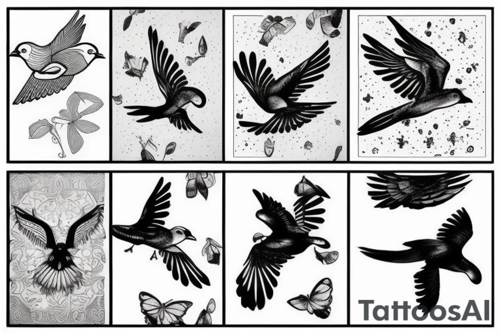 minimal black and white flying birds tattoo idea minimal black and white flying birds tattoo idea