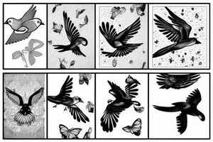 minimal black and white flying birds tattoo idea