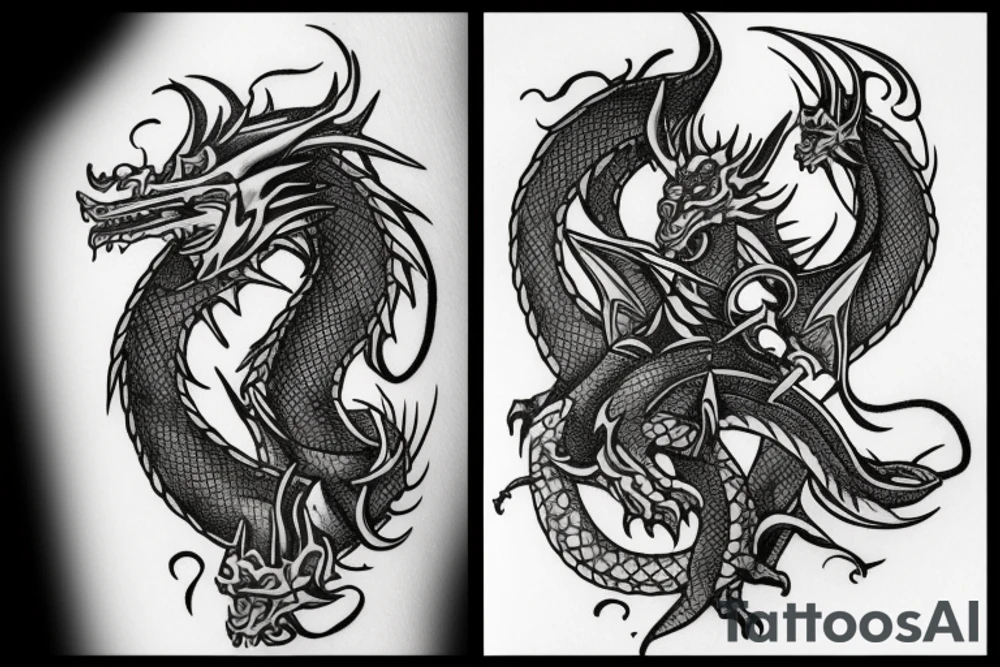 a knight with a dragon beside it tattoo idea