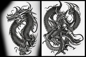 a knight with a dragon beside it tattoo idea