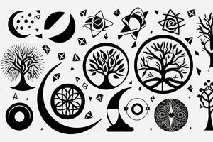 Electric, Taurus, tree of life, time, space, moon tattoo idea