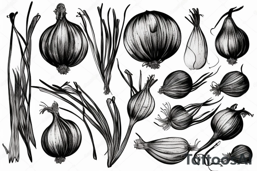 Botanical illustration of onion tattoo idea