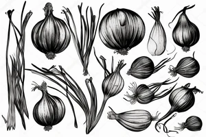 Botanical illustration of onion tattoo idea