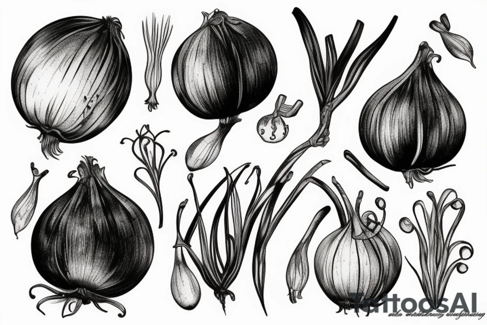 Botanical illustration of onion tattoo idea