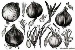 Botanical illustration of onion tattoo idea