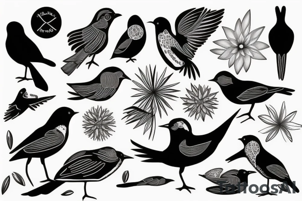 minimal black and white birds tattoo idea