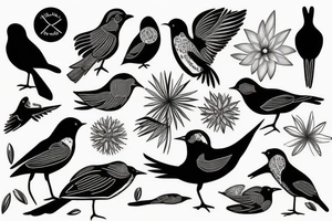 minimal black and white birds tattoo idea