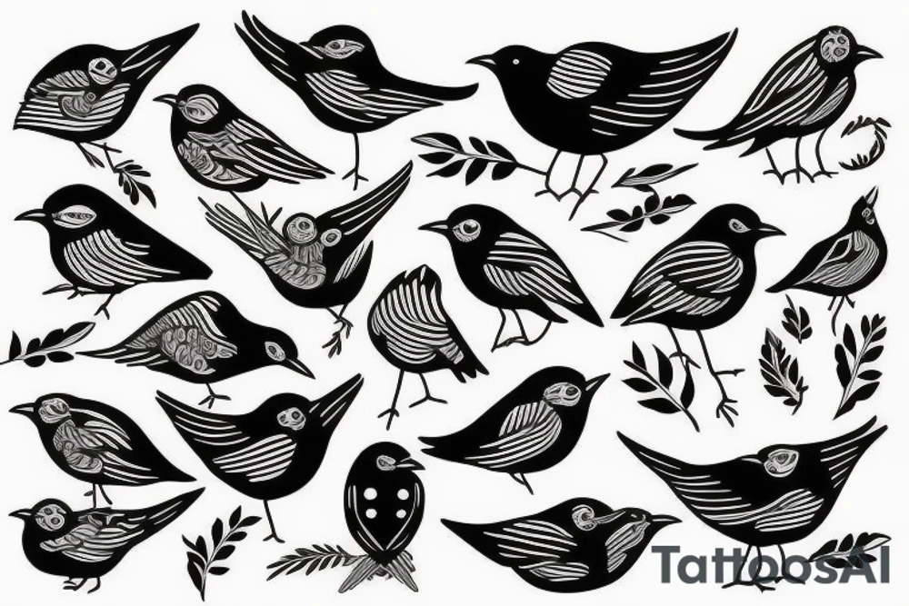 minimal black and white birds tattoo idea