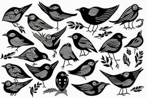 minimal black and white birds tattoo idea