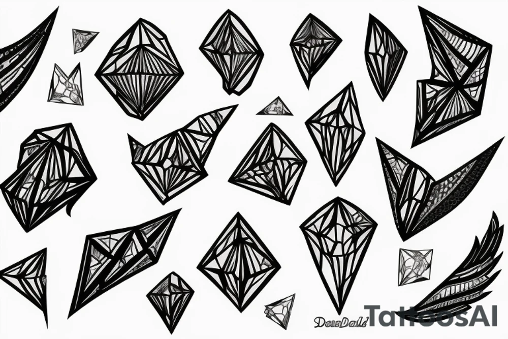 A broken diamond with a wing tattoo idea