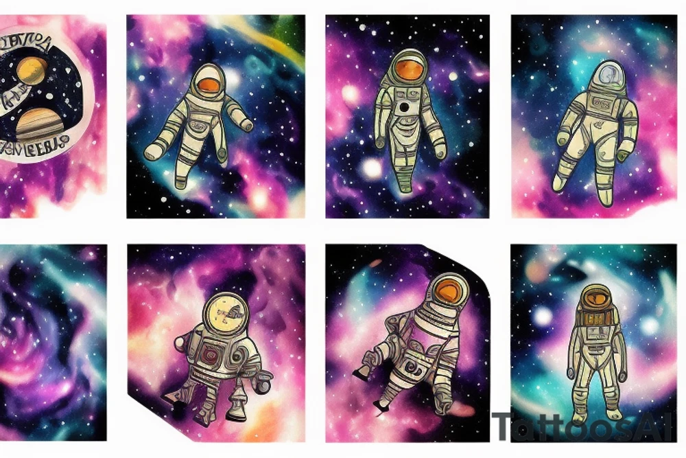 Space traveller inside the nebula tattoo idea