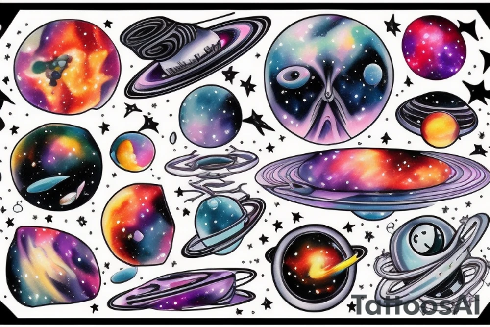 Space traveller inside the nebula tattoo idea