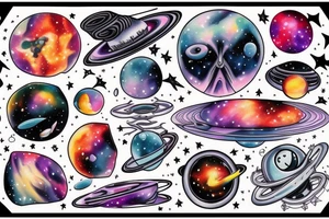 Space traveller inside the nebula tattoo idea