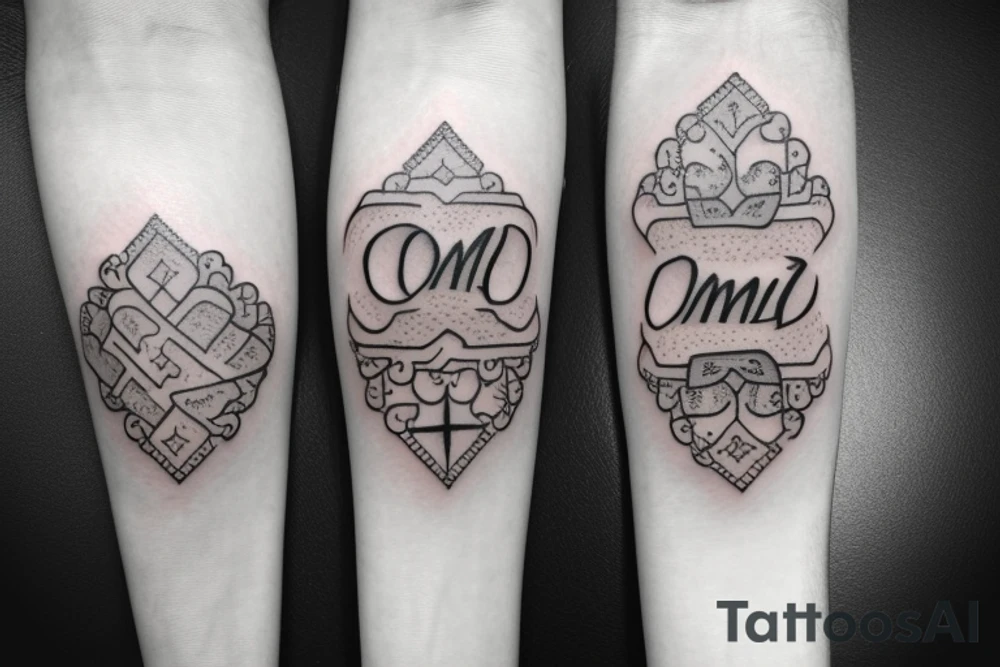 A tatoo with mix of my name as Omid and my wife as Nasim tattoo idea