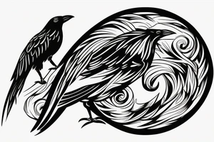 minimal black and white crow tattoo idea