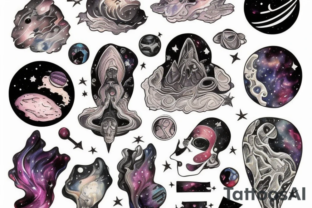 Space traveller inside the nebula tattoo idea