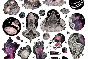 Space traveller inside the nebula tattoo idea