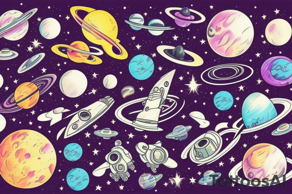 Space traveller inside the nebula tattoo idea