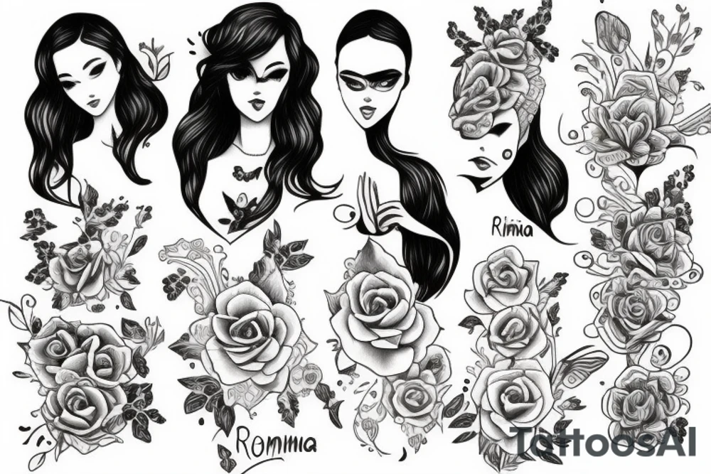 a combination of my wife`s and doughter`s names : Romina + Elina tattoo idea