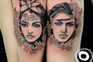 A tatoo with mix of my name as Omid and my wife as Nasim tattoo idea