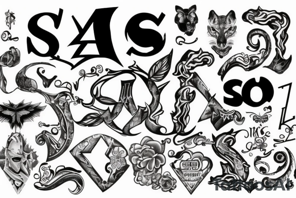 A combination of the letters S and M tattoo idea