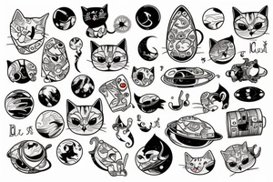 a cat in spaceship tattoo idea