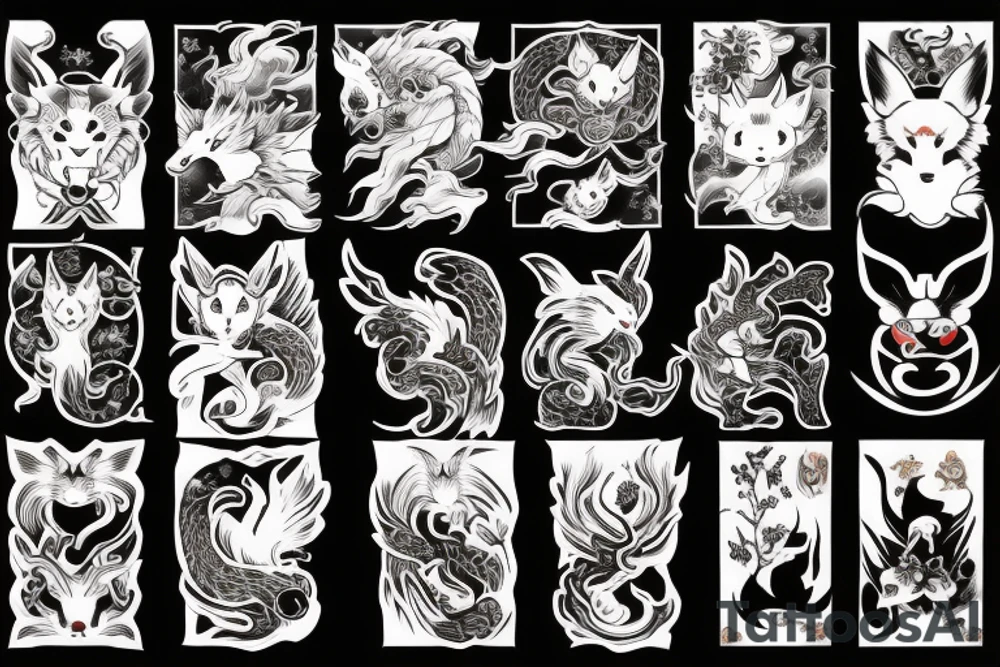 nine - tailed kitsune tattoo idea