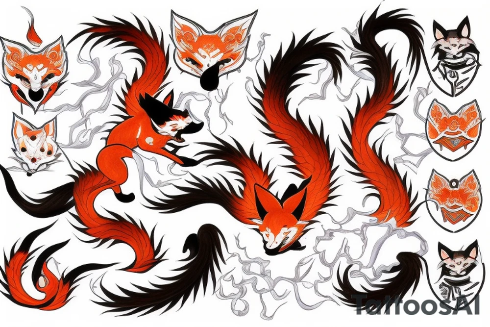 nine - tailed kitsune tattoo idea