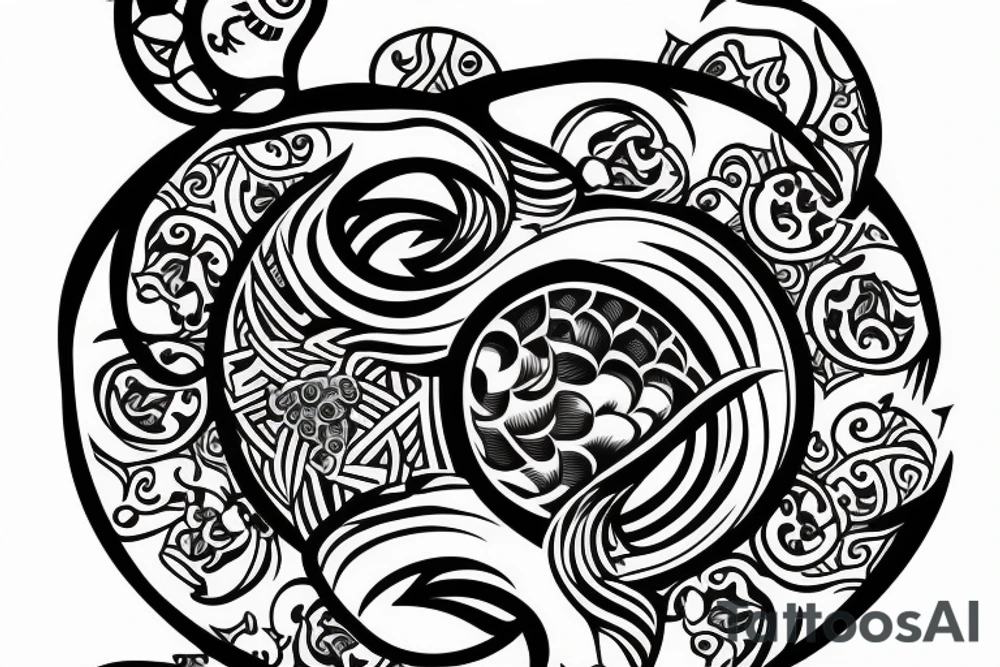 Turtle with yin yang on back tattoo idea