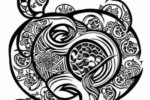 Turtle with yin yang on back tattoo idea