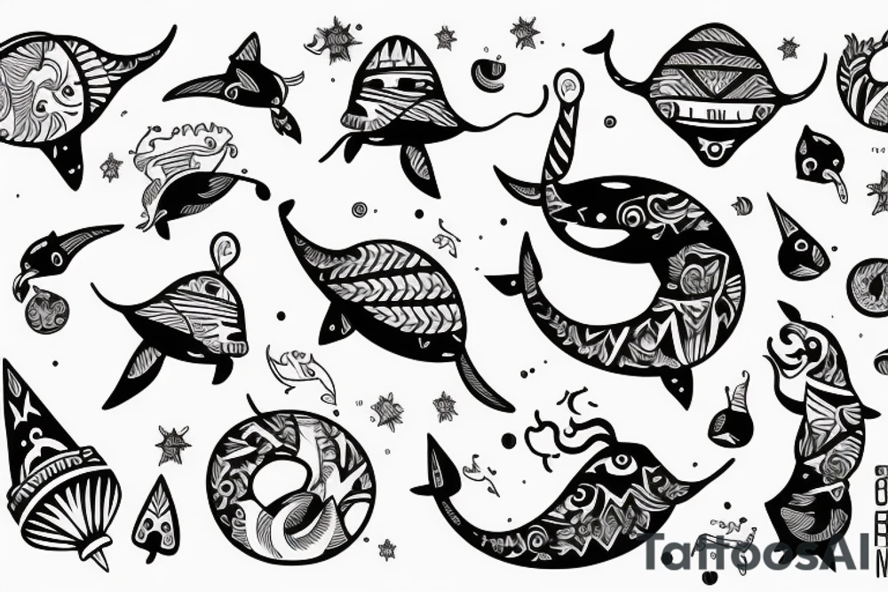 Funky narwhal for wrist tattoo idea