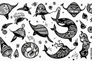 Funky narwhal for wrist tattoo idea