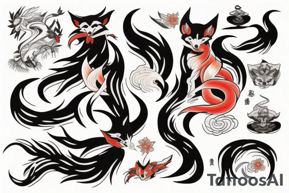 Nine-tailed kitsune-girl tattoo idea