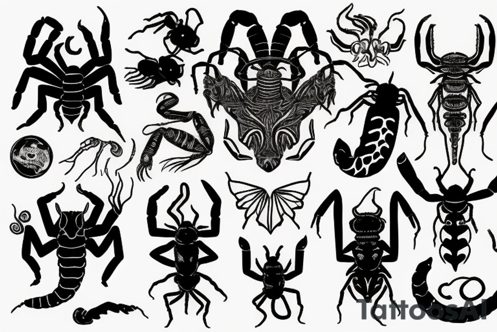 A Scorpion with a devilish half and a holy half tattoo idea
